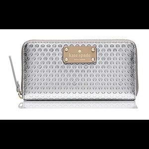 Silver Metallic Kate Spade Wallet New